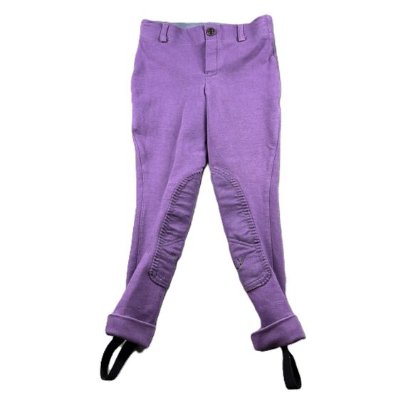 TuffRider Girl Embroidered Pull-On Riding Pants Breeches Purple Size 8 J106 - Picture 1 of 9